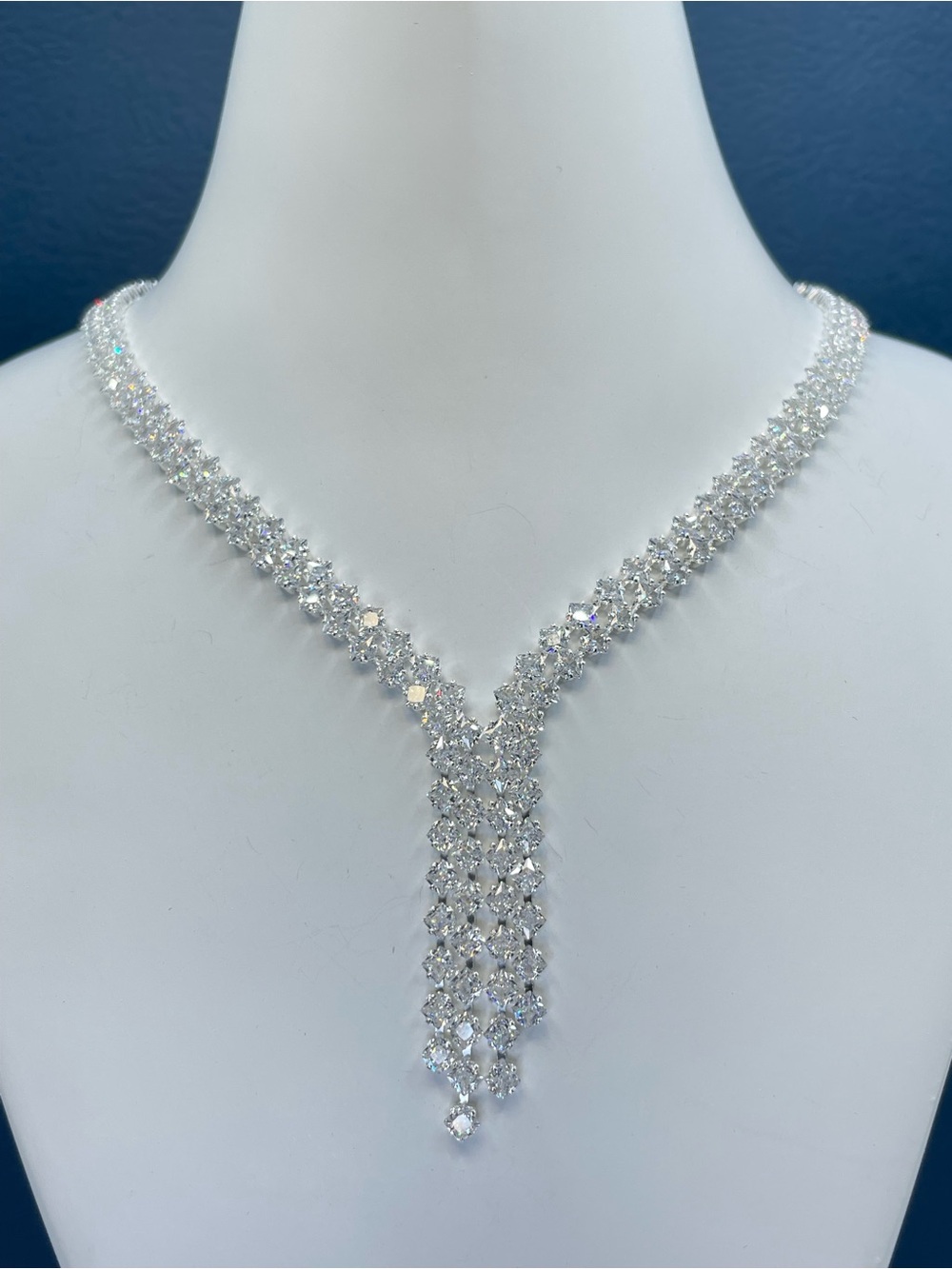 Swarovski Crystal Elements White Art Deco Bridal Prom Formal Tennis Necklace
